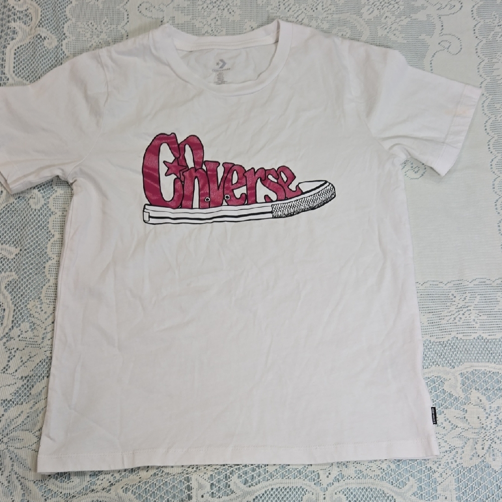 Converse White Tee with Red Graphic Sz S